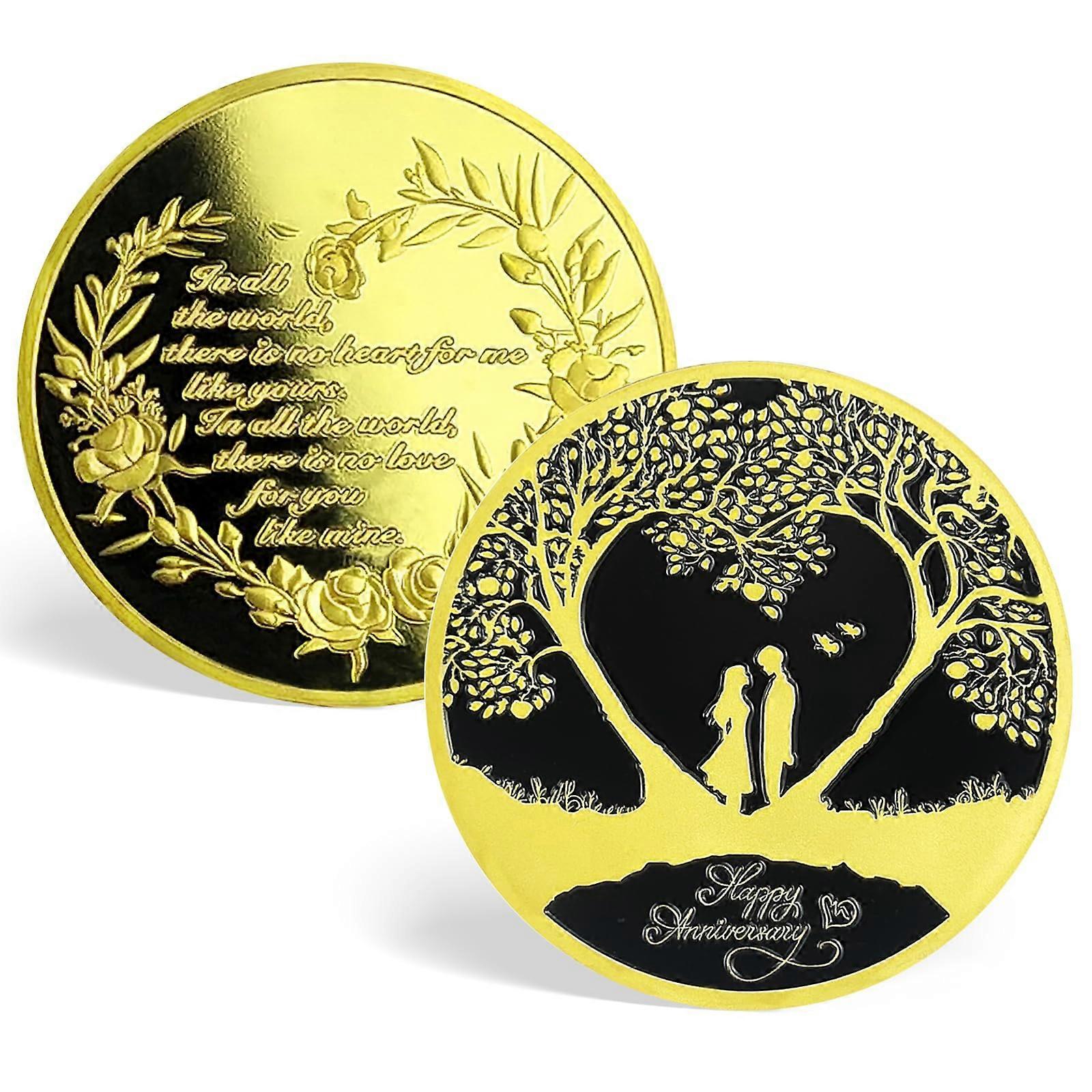 Anniversary Gift for Couples, Engraved Keepsake Coin with Romantic Message