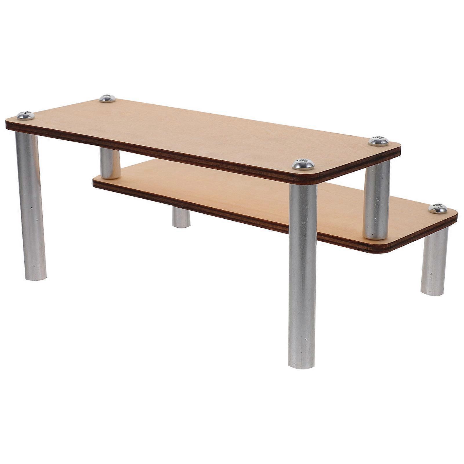Wooden Riser Display Stand for Figure Storage 2Pcs Multi-Layer Organizer