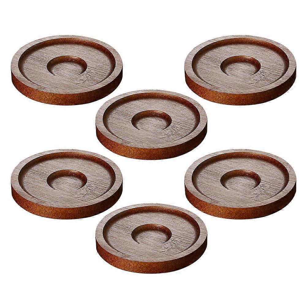 Cup Coaster Wood Rotatable 6Pcs for Drinks Insulation and Rustic Table Use