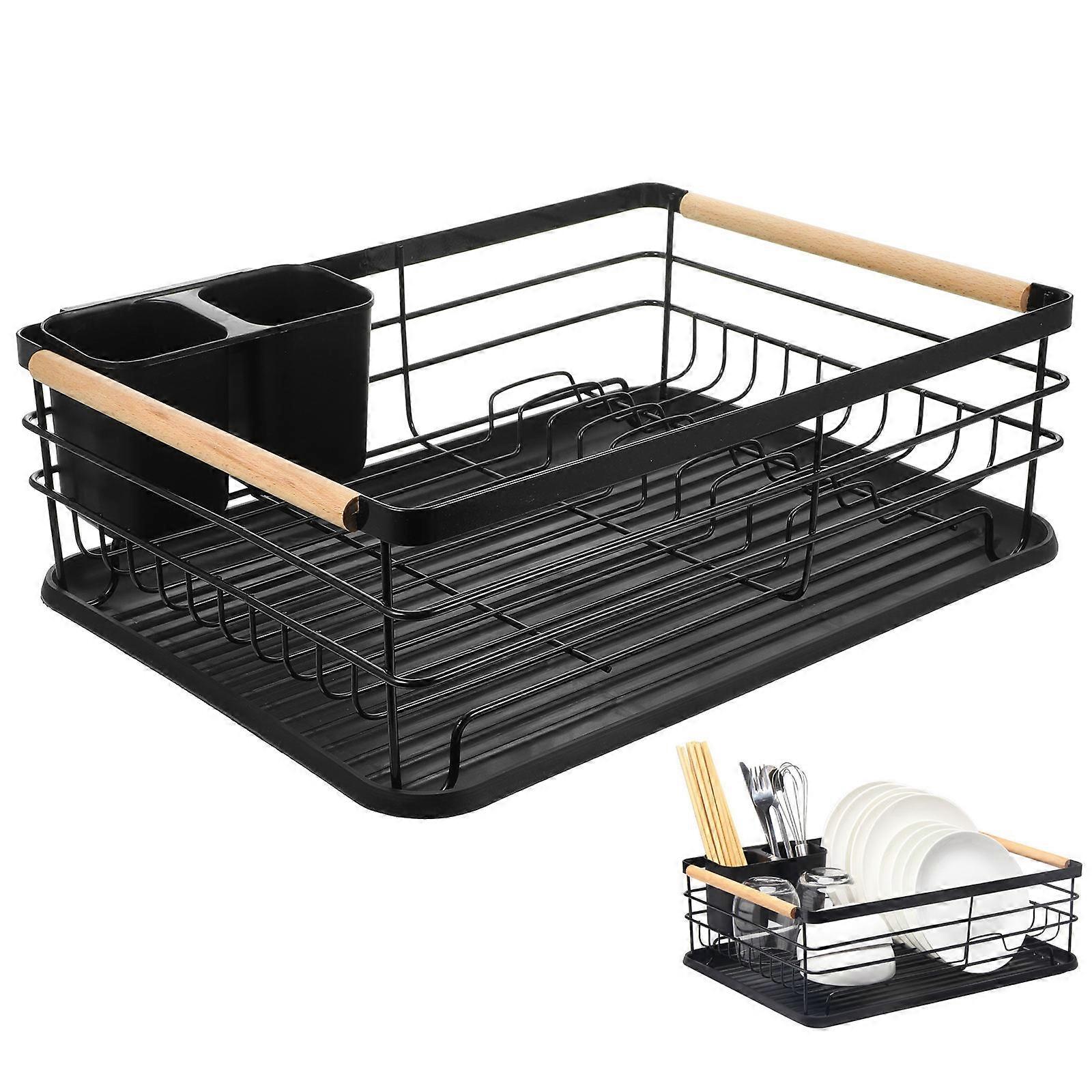 Dish Drying Rack for Kitchen Countertop with Drainer for