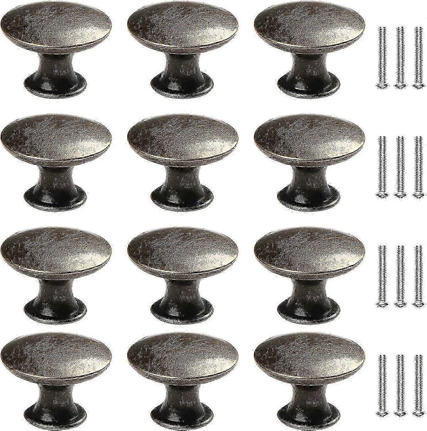 2026 New 12 Pcs Round Cabinet Knobs Vintage Drawer Knobs Brass Cabinet Pulls Door Knobs for Closet Kitchen Be