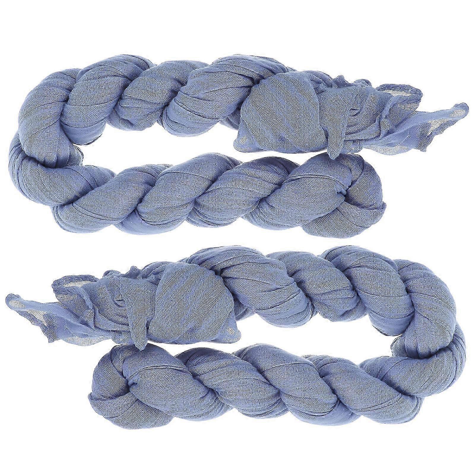 Blue Gauze Table Runner for Dining Decor 2Pcs Rustic Boho Table Cloth