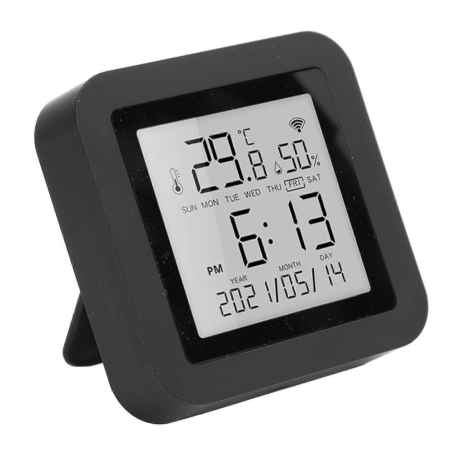 Digital Hygrometer Thermometer LCD Backlit Display Data Storage Smart Temperature Humidity Meter Black USB Plug in