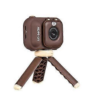 Novidade de 2026!! Câmera infantil multifuncional S11 de 48 MP com suporte para câmera dupla HD, para fotos e vídeos, com suporte fixo, na cor marrom.