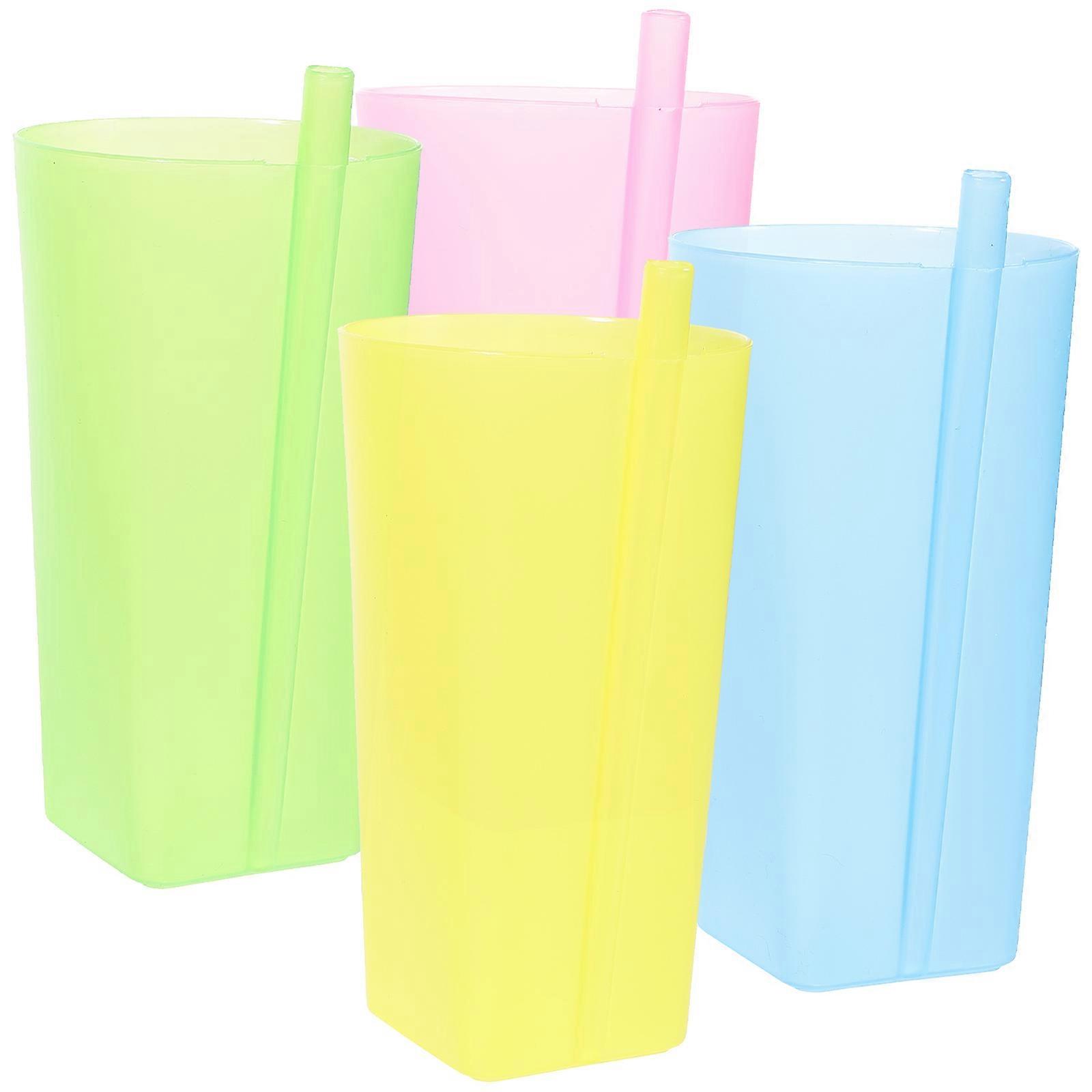 4Pcs Integrated Juice Cups Multi-Function Drinking Cups Assorted Color For Outdoor Picnic Stackable Design