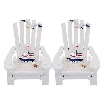 2stk Home Decor Mini Beach Chair Ornamenter Træ Miniature Middelhavet Beach Chair
