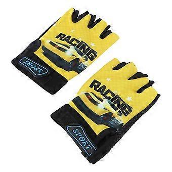 Boys Gloves Yellow Half Finger Riding Glove For Outdoor Sporting Activities Cycling Biking Running 1 Pair