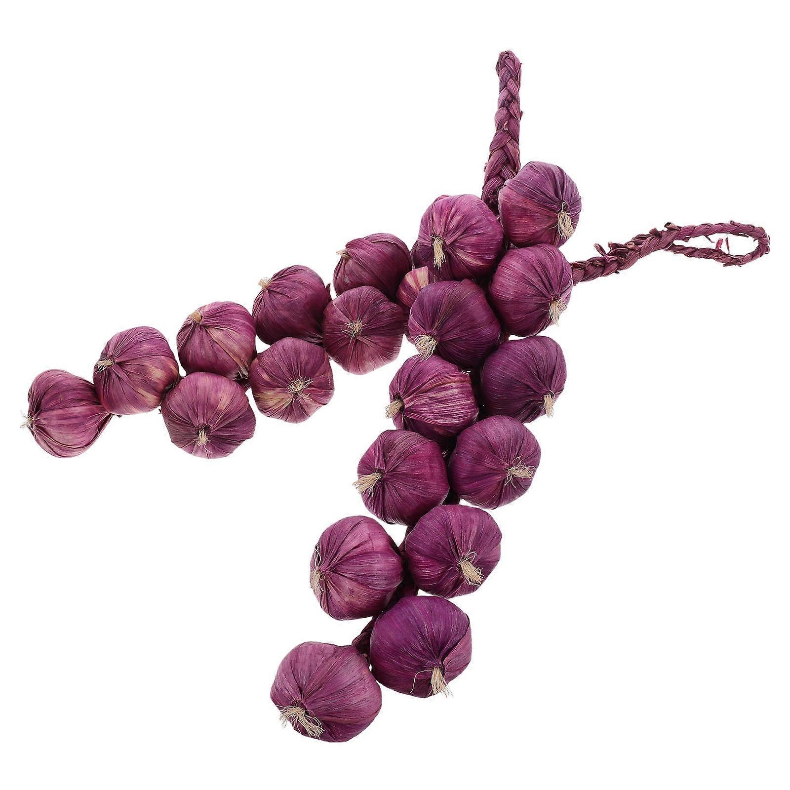 Purple Artificial Garlic String Foam Decorative Garlic String for Decoration 2Pcs