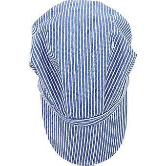 Gorro de algodón ligero con correa ajustable para juegos de rol, diseño clásico de ocho paneles a rayas azules y blancas, gorra de director de orquesta de estilo vintage para hombres y unisex.