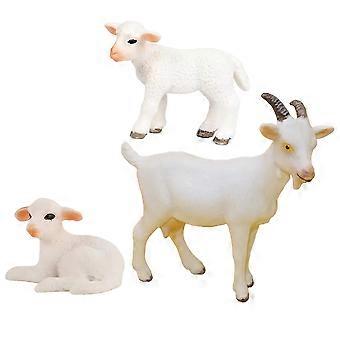 Wildlife Animal Models Sheep Figurines for Playing 3Pcs Tabletop Decorations