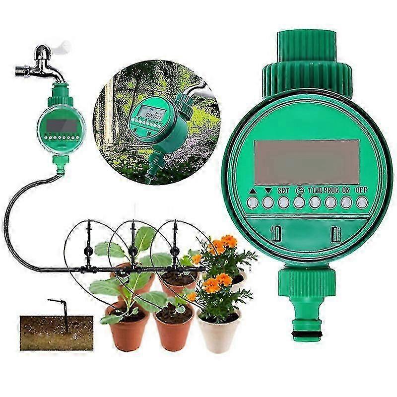 Automatic Drip Irrigation Timer for Garden, Self Watering System with Hose Spray Kit, Adjustable Irrigation Controller