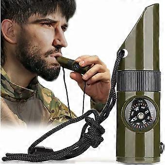 DWW Emergency Survival Whistle, 7-in-1 Whistle with LED, Compass and Thermometer, Multifunctional Whistle with Lanyard for Outdoor Use, Mountaineering