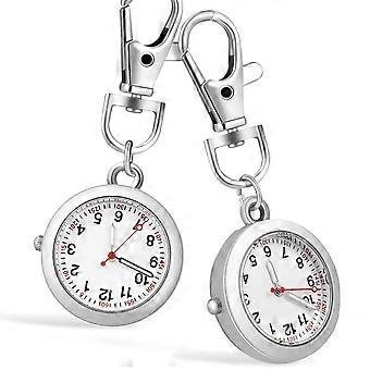 2 Pcs relógios de bolso Keyring relógios com fivela pendente chaveiro relógios de pulso enfermeiro relógios para mulheres homens