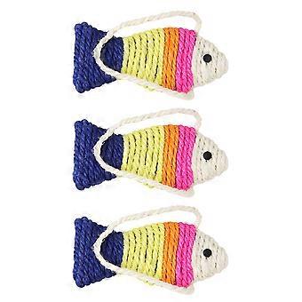 Griffoir en sisal et chanvre pour chats, lot de 3, forme de poisson