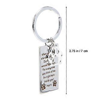 Pet Memorial Key Chain for Commemoration 2Pcs Silver Stainless Steel