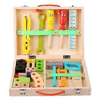 Wooden Tool Set Children Toy Building Kit Role Play Gift for Boys Girls