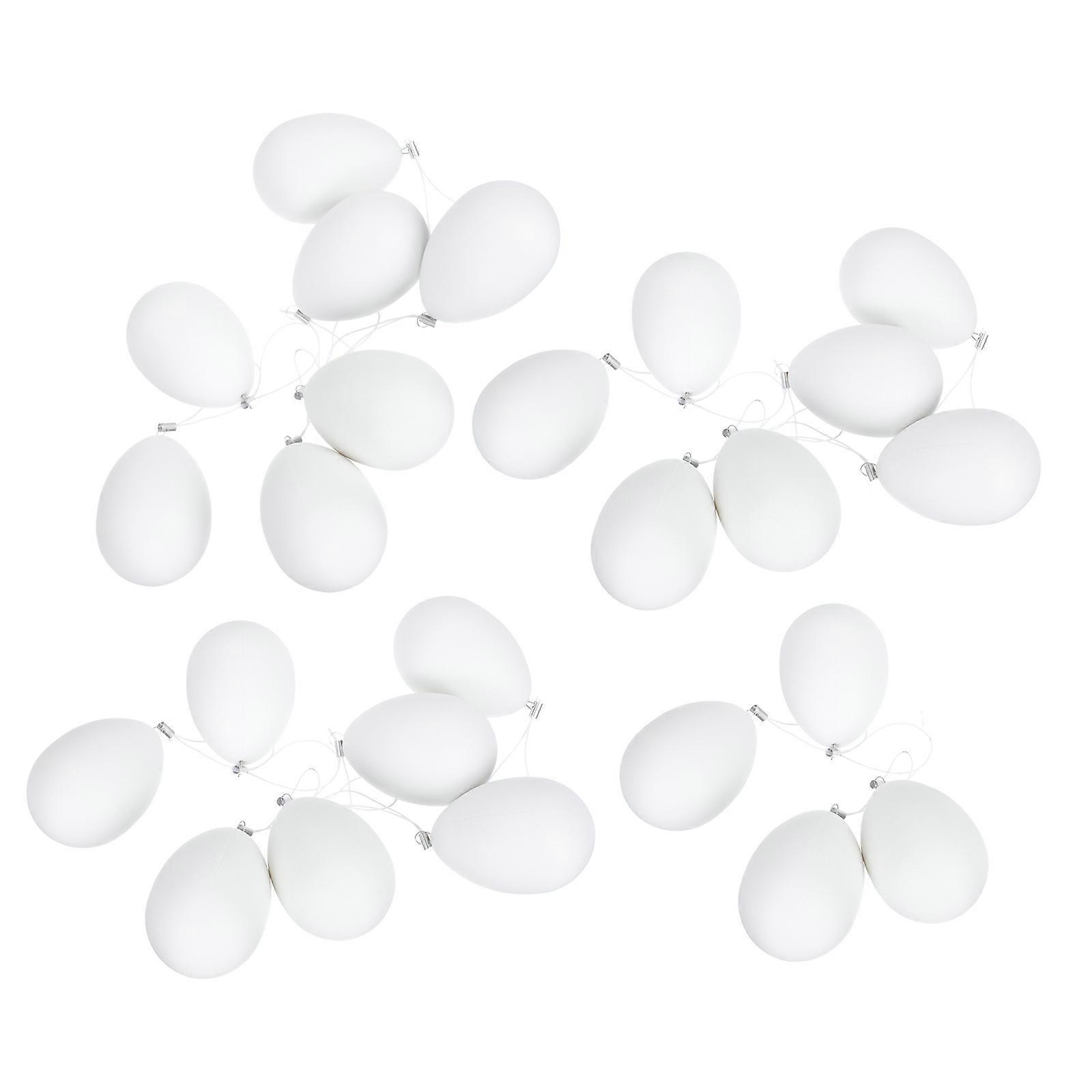 DIY Easter Egg Decorations White Plastic Hand-Painted Eggs Pendant 24Pcs