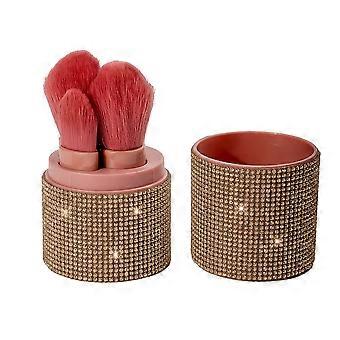 5 Pcs Rhinestone Makeup Brush Set, AB Color Sparkling Handle, Dustproof Organizer for Loose Powder Blush Eyeshadow Foundation