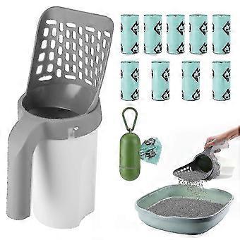 Heavy Duty Cat Litter Scoop with Holder, Waste Bin & Storage Bag - Litter Shovel Scooper