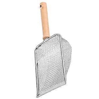 Stainless Steel Cat Litter Scooper with Wooden Handle for Comfortable Grip PC