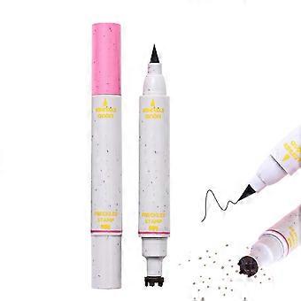 Sommersprossen-Stempel mit Eyeliner, doppelseitiger Sommersprossen-Stift und schwarzer Flüssig-Eyeliner (2-in-1), langanhaltend und schnelltrocknend für natürlich wirkende Sommersprossen.