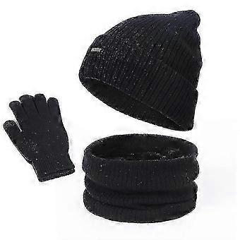 Set Of 3 Winter Hats Warm Neck Protector Touchscreen Gloves Set Knit Thick Scarf Beanie Hat Scarf Set