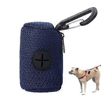 Leak-Proof Navy Blue Dog Waste Bag Dispenser with Clip, Dog Treat Holder for Pet Leash
