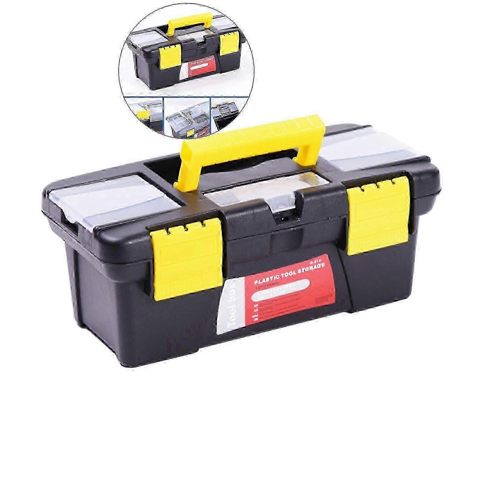 Durable Plastic Tool Box With Removable Organizer Tray