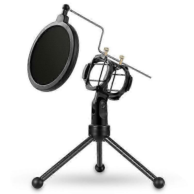 Mini Shockproof Mic Stand with Detachable Pop Filter