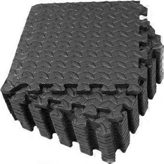6 Pcs Black EVA Interlocking Floor Gym Mat, Non-Slip Puzzle Tiles