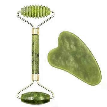 Natural Jade Roller and Gua Sha Set, Facial Massage Tool for Anti-Aging, Lifting, Puffiness and Skin Tightening, Spa Gift