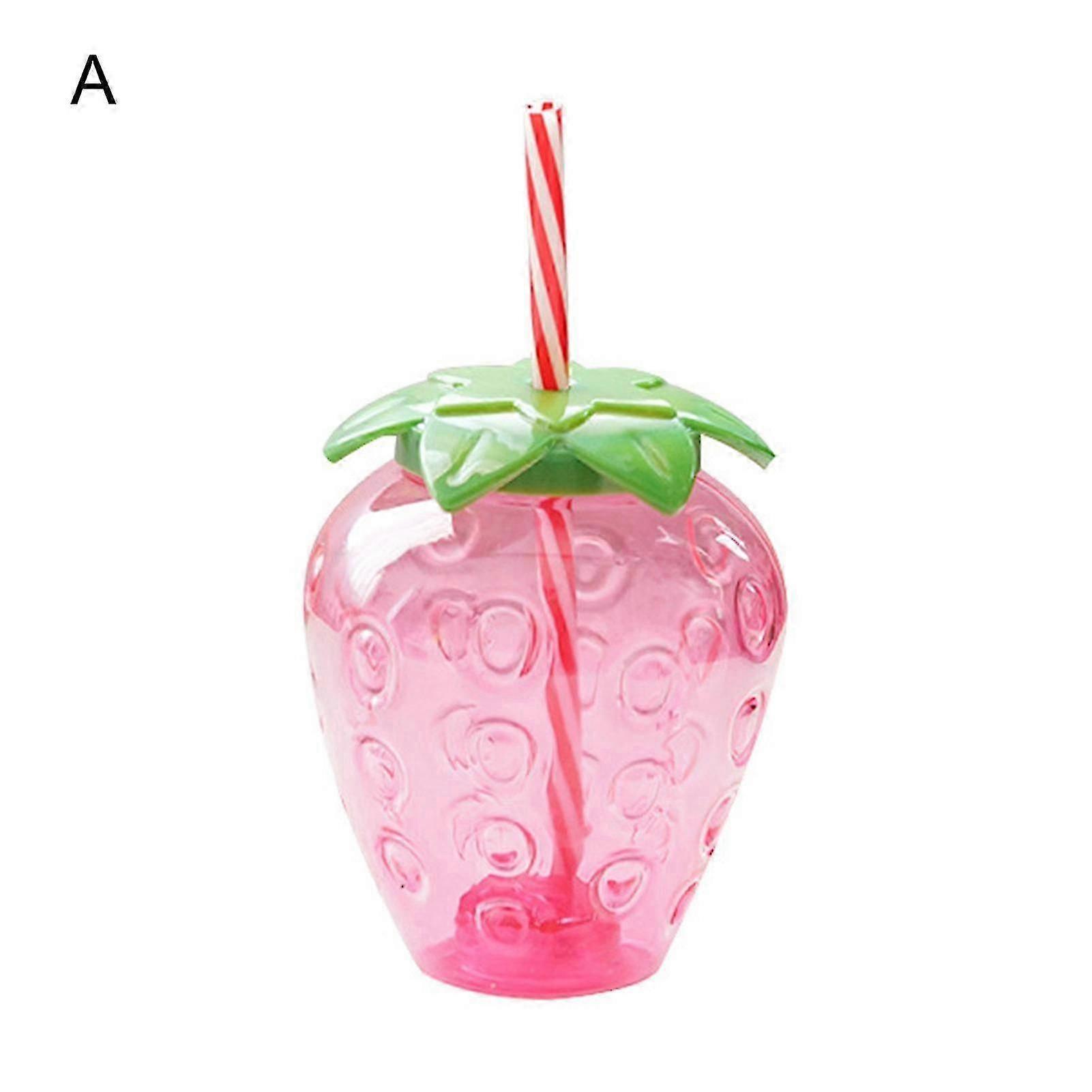 Cute Strawberry PP Bottle With Straw