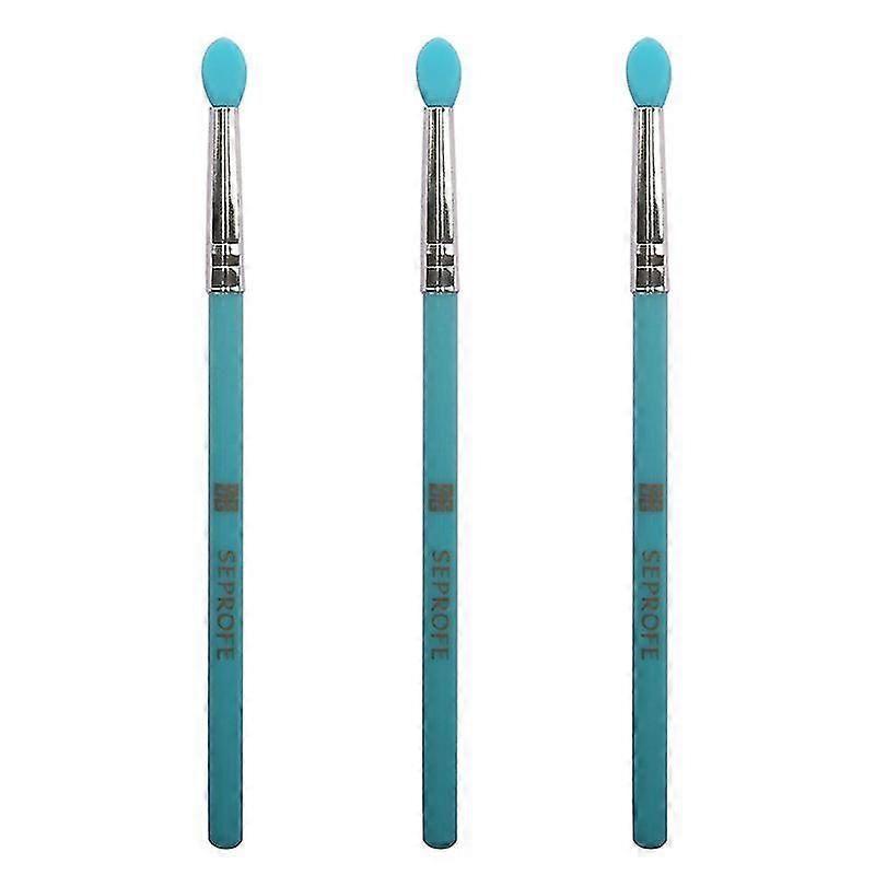 3 Pcs Makeup Brushes Set Soft Silicone Head Plastic Handle Eye Shadow Lip Applicator