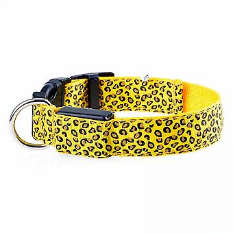 Veeki Led Luminous Pet Dog Collar Leopard Glowing Flash Puppy Collar For Night Safety Light-up Adjustable Necklace For Small Medium Large Dogsxl
