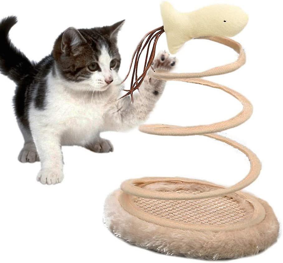 Interactive Cat Toy, Cat Plush Toy With Spiral Spring Plate And Funny Ball Or Mouse Interactive