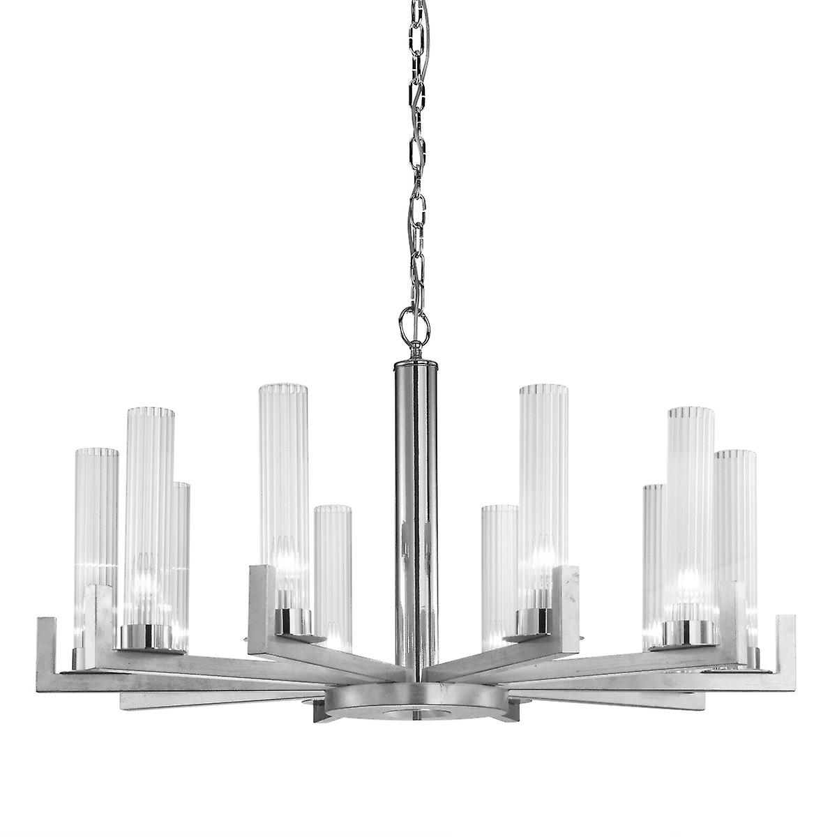 Raggio Glass Multi Arm Pendant Ceiling Light 10 Light Silver Leaf