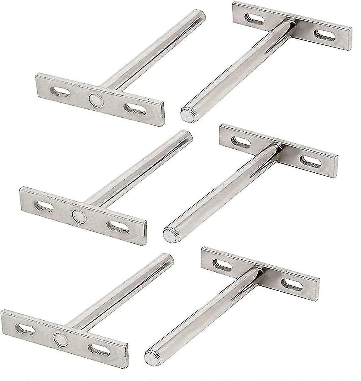 6 Pcs Hidden T Shape Floating Shelf Brackets Furniture Shelf Brackets (silver)(yu-1)