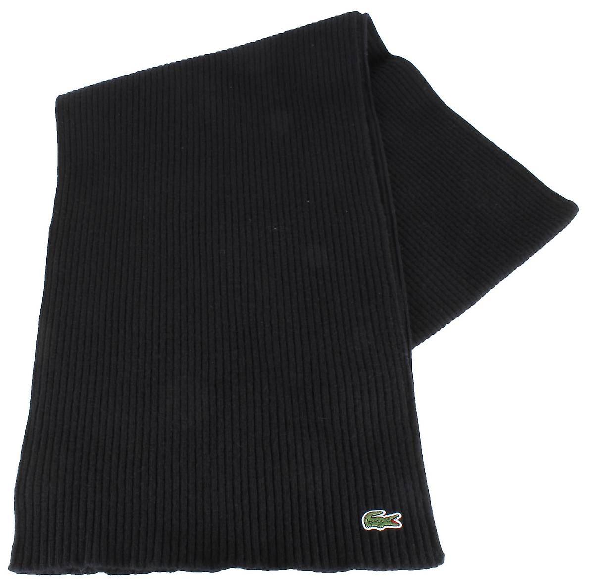Lacoste Ribbed Wool Scarf - Black