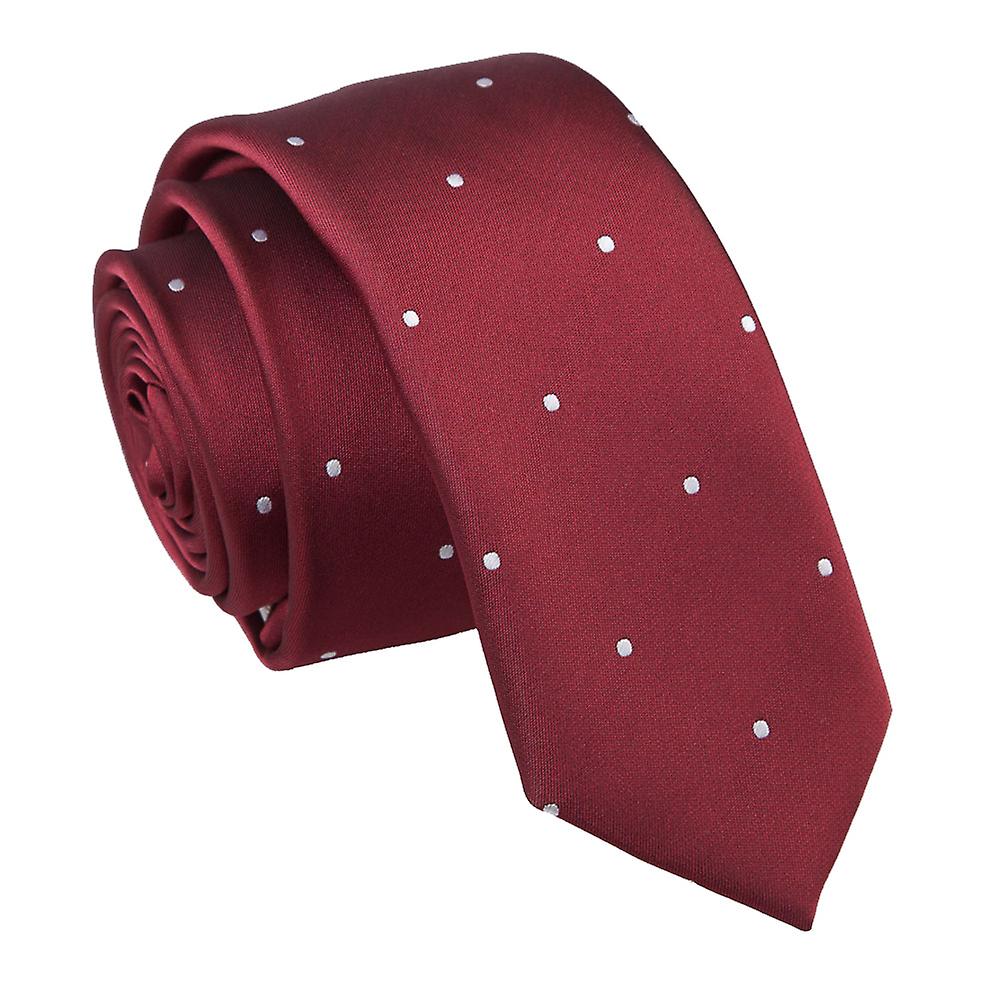 Burgundy Pin Dot Skinny Tie