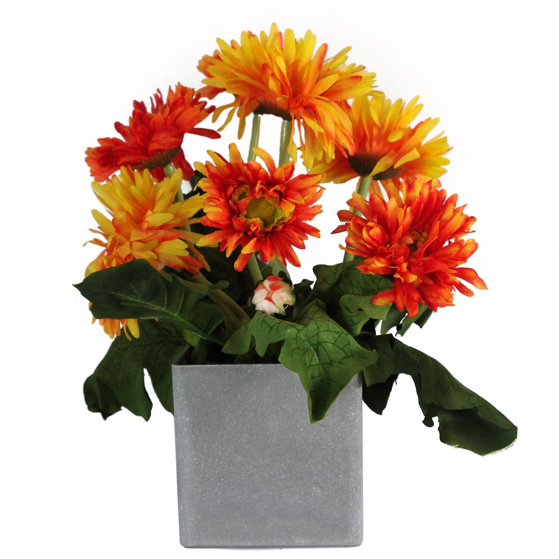 33cm Artificial Potted Daisy Orange