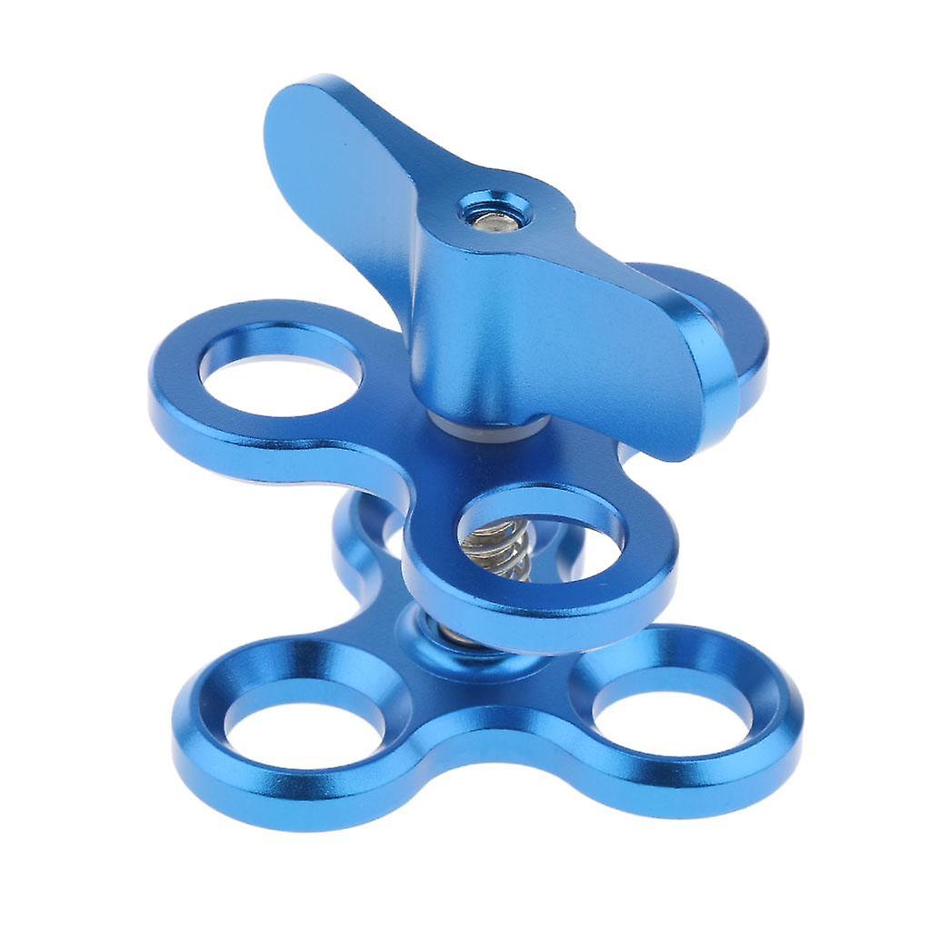 Triple Ball Clamp 3 Holes Underwater Arm Bracket for Diving Light Arm System Blue