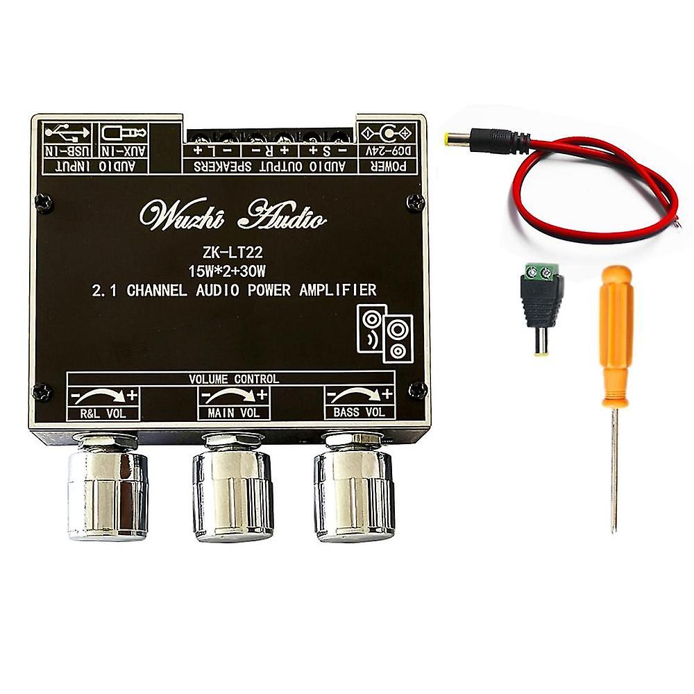2.1 Channel -lt22 Bluetooth Amplifier Board With Shell+dc Cable 15wx2+30w Subwoofer Audio Amplifier Board Module