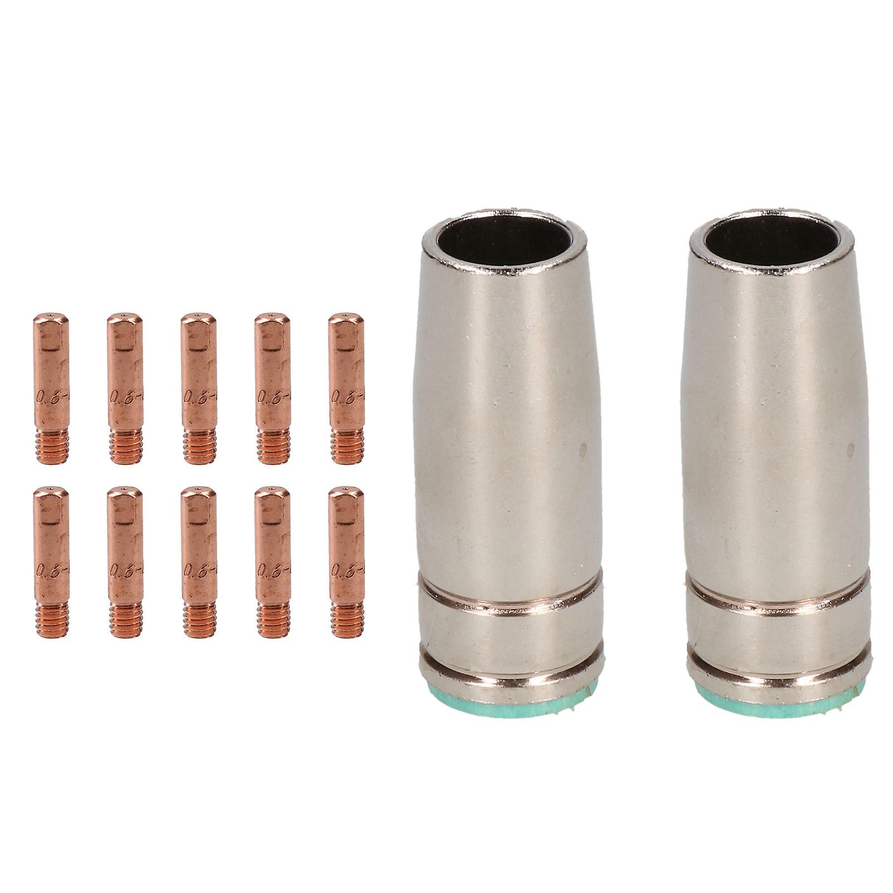 2 shroud & 10 x 0.6mm Contact Tips MIG Welding Binzel Style Euro Torch MB25