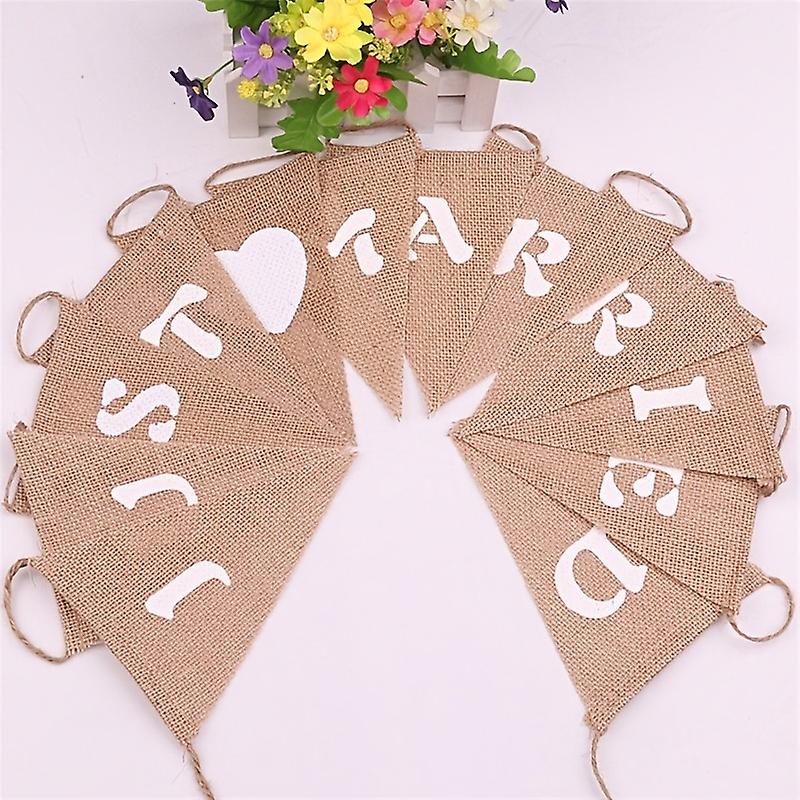 1 Pack/12pcs Burlap Party Happy Birthday Pull Flag Decor Tuxedo