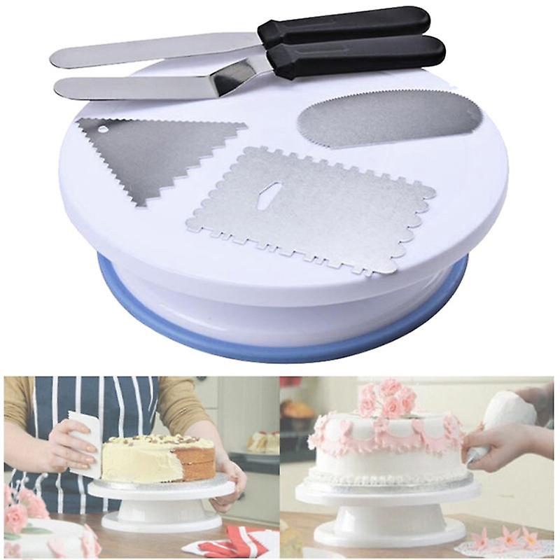 Cake Turntable Rotating Stand Icing Bench Scraper Lifter Board Baking Supply