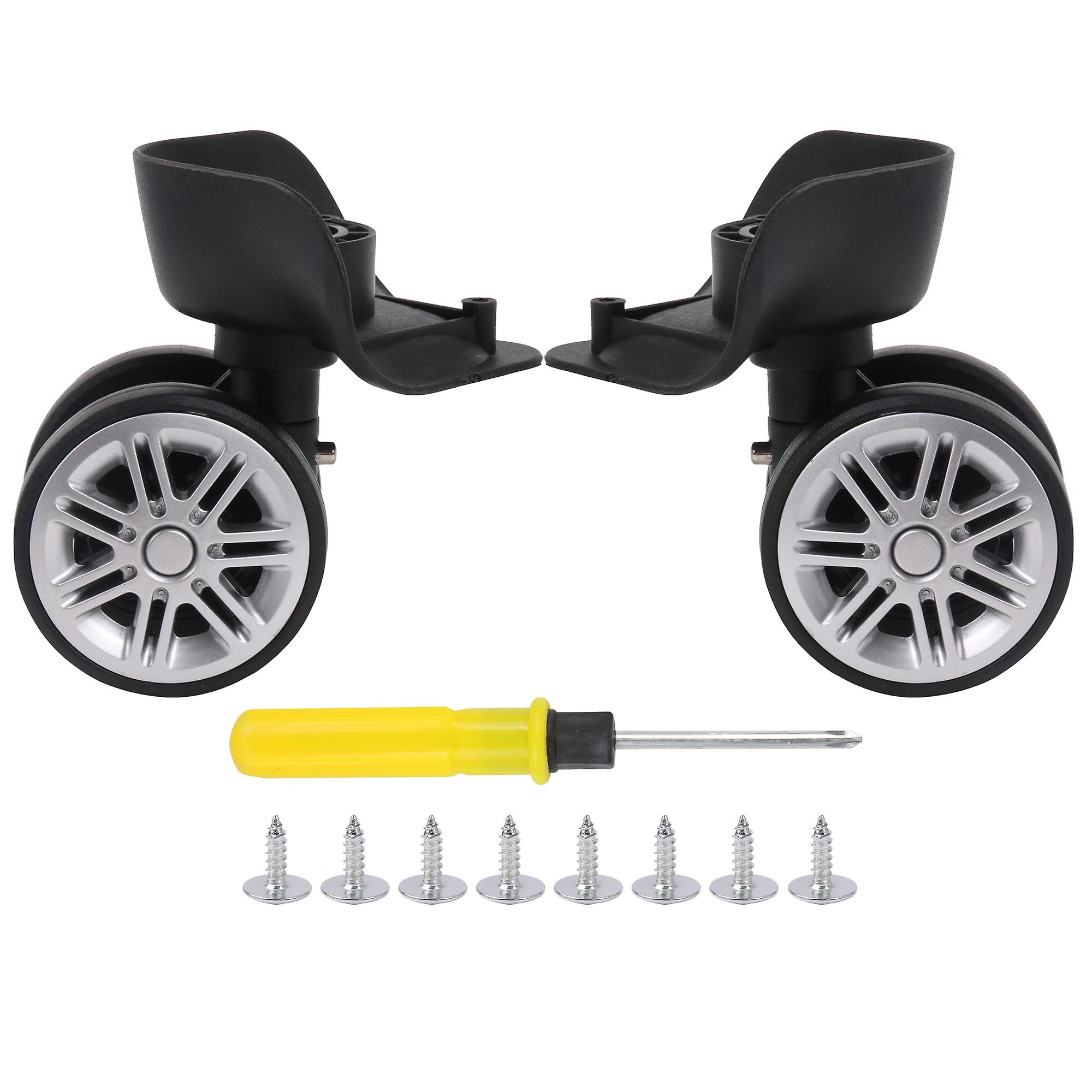 2 Pcs Replacement Luggage Wheel Plastic Roller 4.25Inch W206 w/ Screw Black