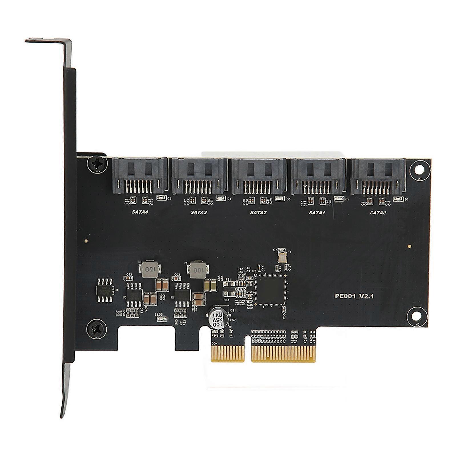 PCIE 4X to 5-Port SATA 3.0 6Gbps Adapter Card, PCIE Multi-Port Controller Card for Windows, Linux and OS X