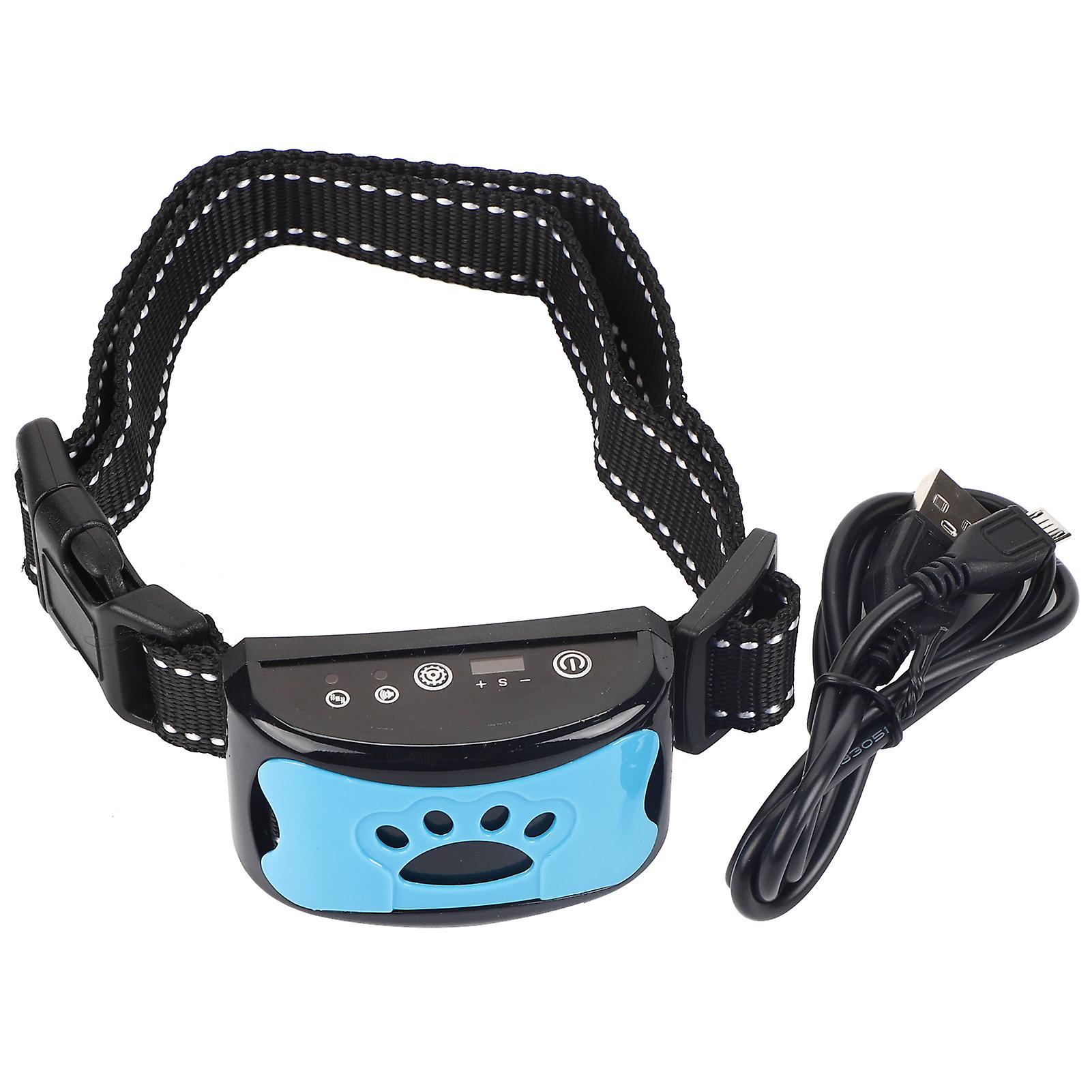 Barking Control Device Rechargeable Waterproof AntiBarking Collar Barking Detection(Blue)