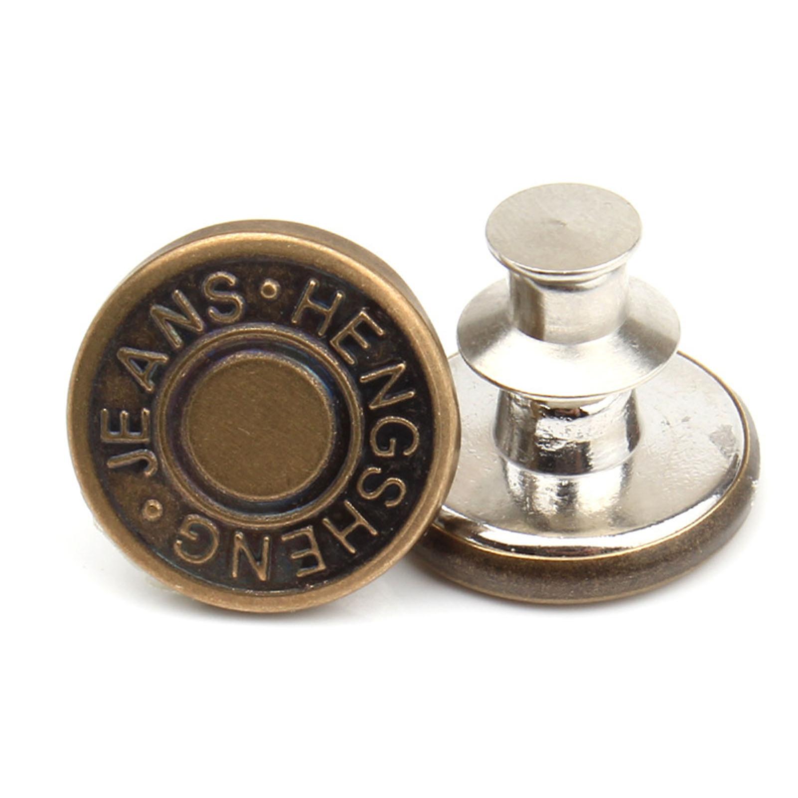 10pcs 17mm Instant Buttons for Jeans Jackets With Metal Base Adjustable No Sew Metal Button
