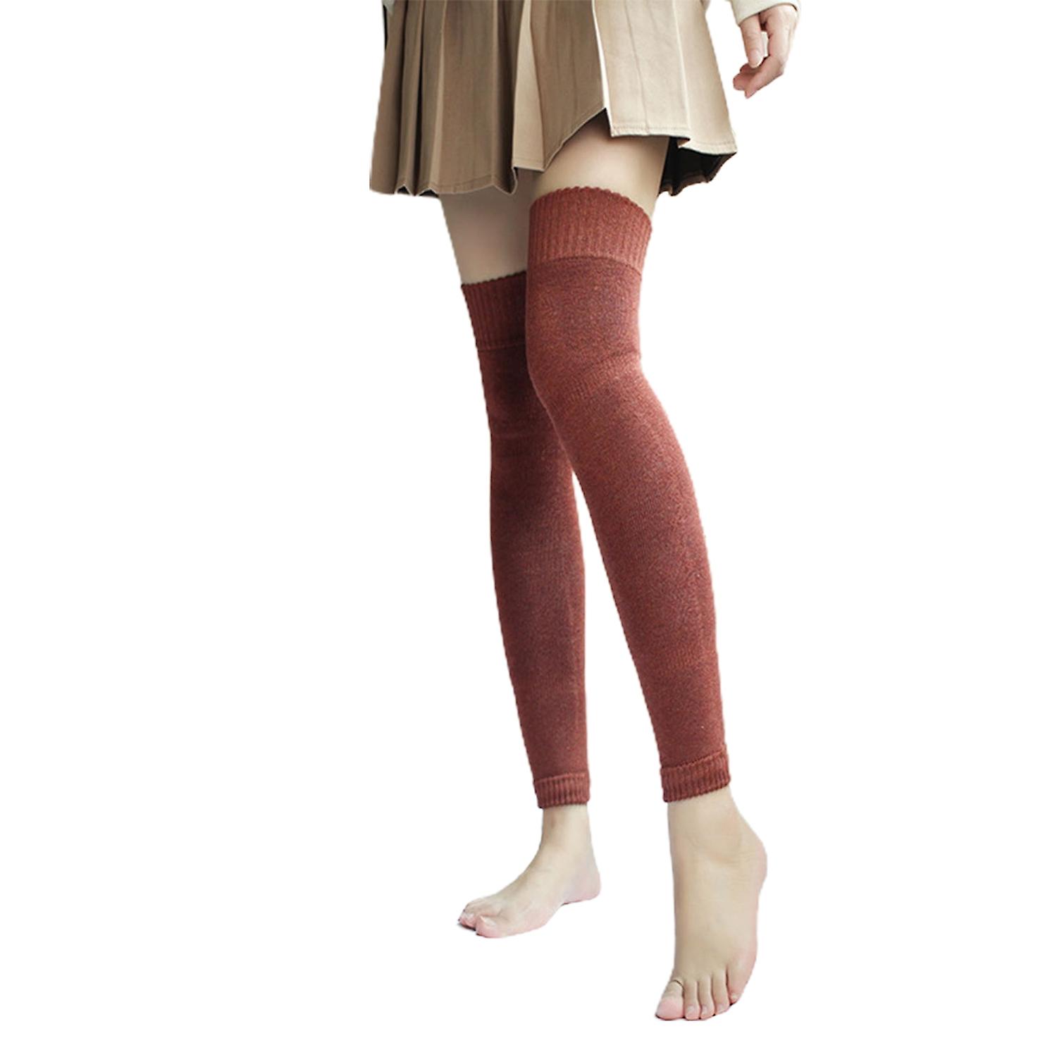 1 par kvinnor knäskydd stretchig slim fit lång tub benvärmare höst vinter över knä stickning ben